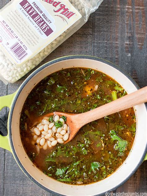 Simmer, uncovered, for 2 hours. White Bean Soup with Garlic & Kale | Frugal Tuscan-style ...