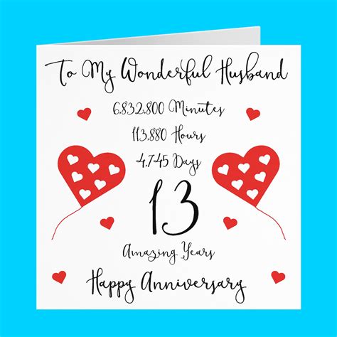 13th Wedding Anniversary Card 13 Years Together Happy Etsy