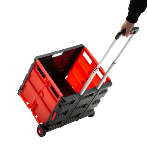 Shopping Cart Collapsible Basket Folding Trolley 2 Wheel Rolling