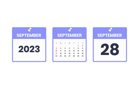 Diseño De Calendario De Septiembre 28 De Septiembre De 2023 Icono De