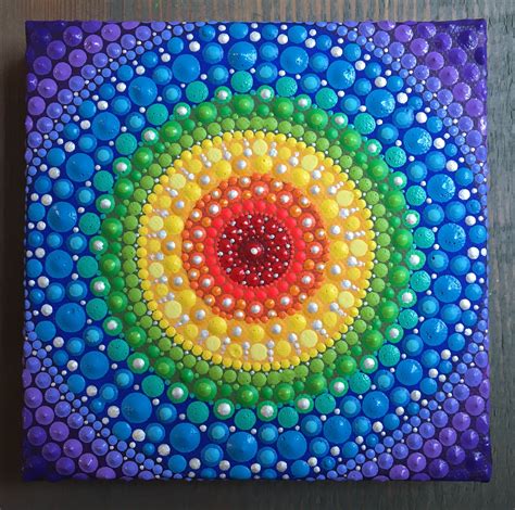 Rainbow Chakra Inspired Mandala Painting Dot Art Dot Painting