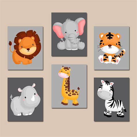 Check out our wild animal wall art selection for the very best in unique or custom, handmade pieces from our prints shops. JUNGLE Animal Wall Art Baby Boy Animal Nursery Decor Safari