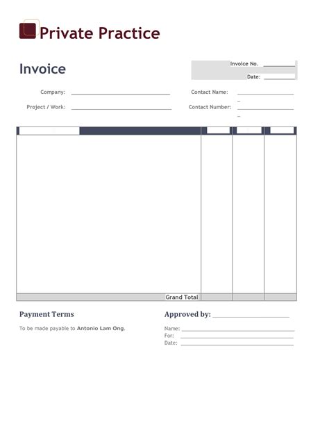 Printable Invoice Template Word