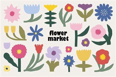 Flower Market Graphics Collection Flower Graphic Design Flower