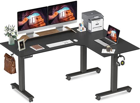 Fezibo L Shaped Electric Standing Desk With Splice Board Triple Motor