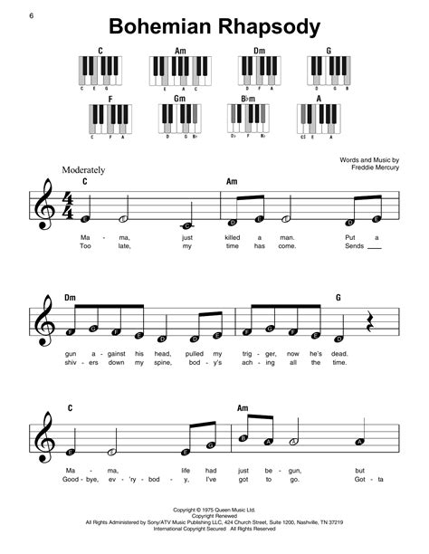 Bohemian Rhapsody Sheet Music Queen Super Easy Piano