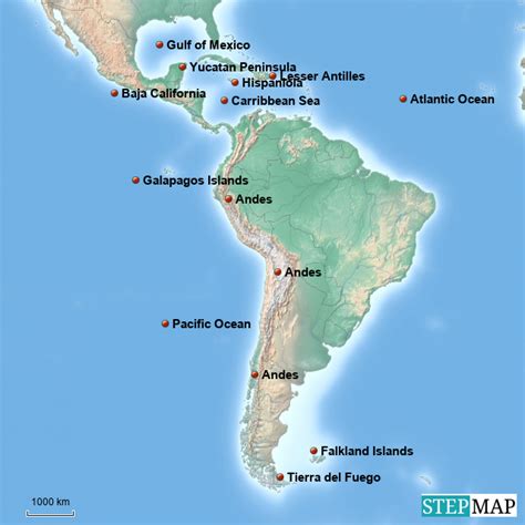 Stepmap Mountains And Other Places Landkarte Für South America