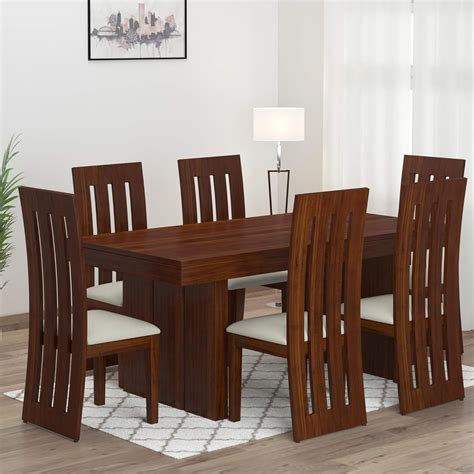 Mamta Decoration Sheesham Wood Dining Table Set With 6 Chair For Living