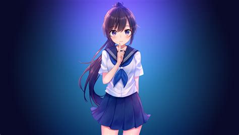 1360x768 Resolution Anime Girl In School Uniform Desktop Laptop Hd