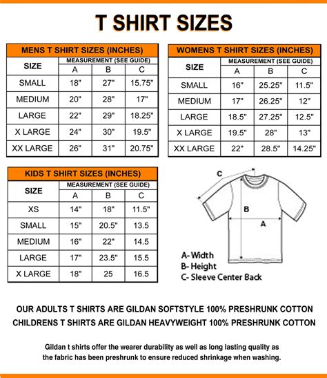 Gildan Shirt Size Chart Gallery Of Chart 2019
