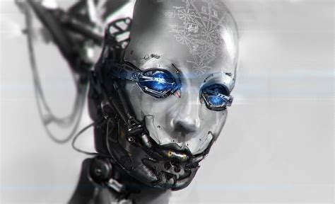 Blue Eyes Robotic Head Cyberpunk Cyberpunk Art Sci Fi Art