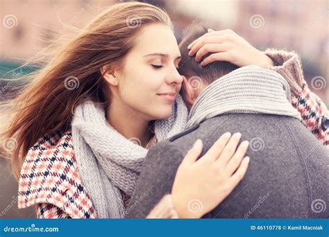 Woman Hugging A Man Stock Photo Image Of Outdoors Girl 46110778