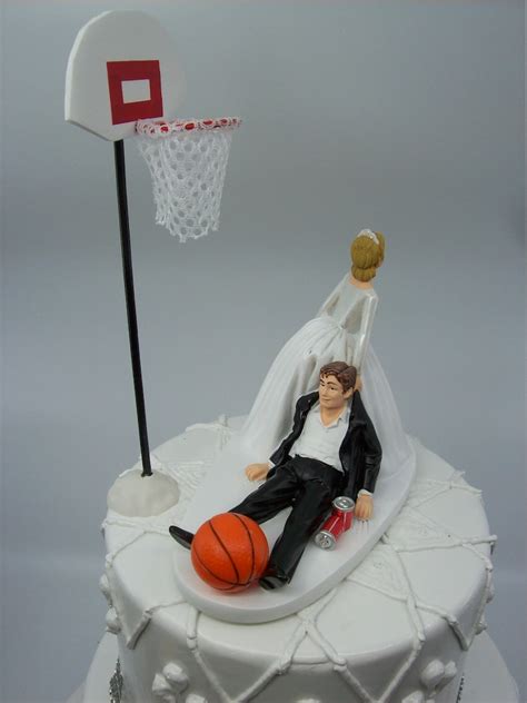 Basketball With Goal Bride And Groom Wedding Cake Topper Funny Etsy