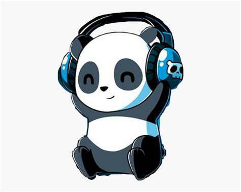 Panda Headphones Music Happypanda Smile Behappy Cartoon Panda