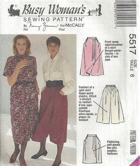 90s Front Wrap Culottes Split Skirt Back Elastic Pleats Etsy Canada
