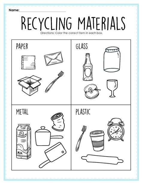 Printable Recycling Sorting Activity Worksheet Printable Word Searches