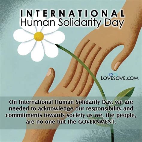 International Human Solidarity Day Motivational Quotes Lines Thoughts
