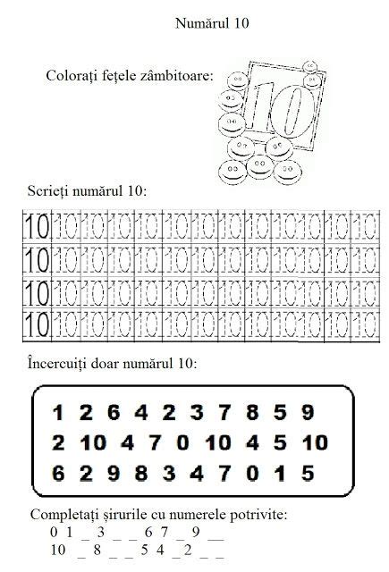 Clasa Pregătitoarenumărul 10 Matematică Preșcolari Matematică