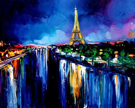 Eiffel 24x30 Impasto Abstract Paris Cityscape Original Oil