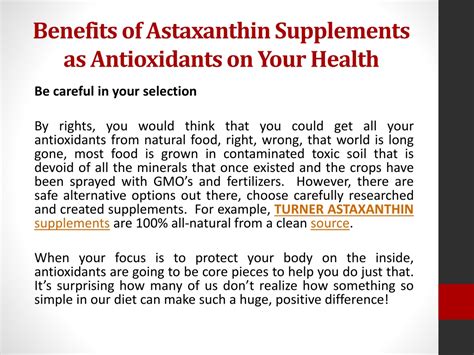 Ppt Benefits Of Astaxanthin Supplements As Antioxidants On Your