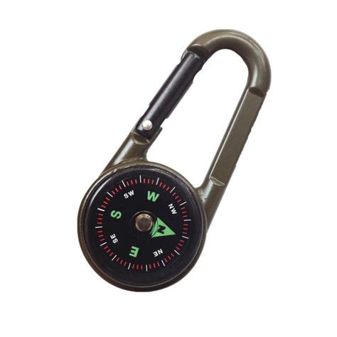 Pocket Compass Quickdraw Carabiner Keychain Dual Ring Key Chain Strap
