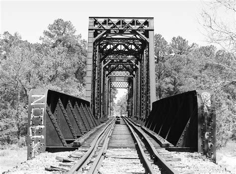 Through Truss Railroad Swing Bridge Over Sabine River Bon Wier Texas