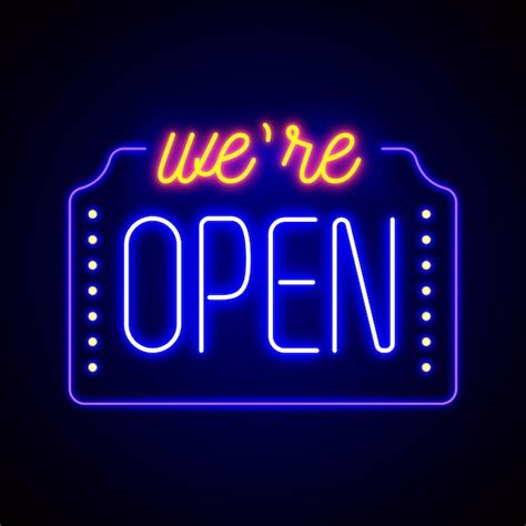 Free Vector Colorful We Are Open Neon Sign