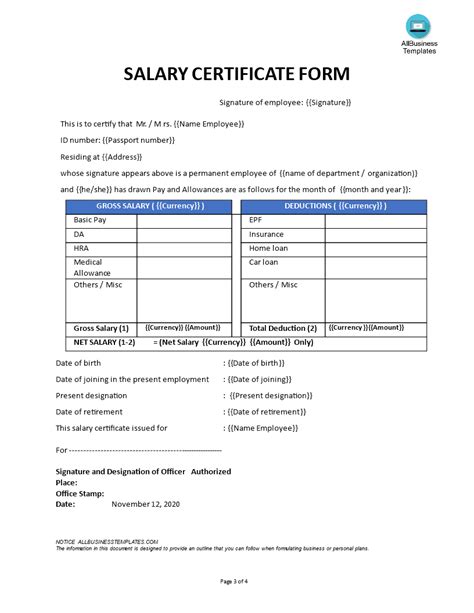 Salary Certificate Templates At