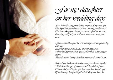Personalised Poem Poetry For Bride Daughter From Dad On Wedding Day