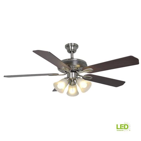 Five blade indoor/outdoor fan in rustic copper. Hampton Bay Glendale 52 in. Indoor Brushed Nickel Ceiling ...