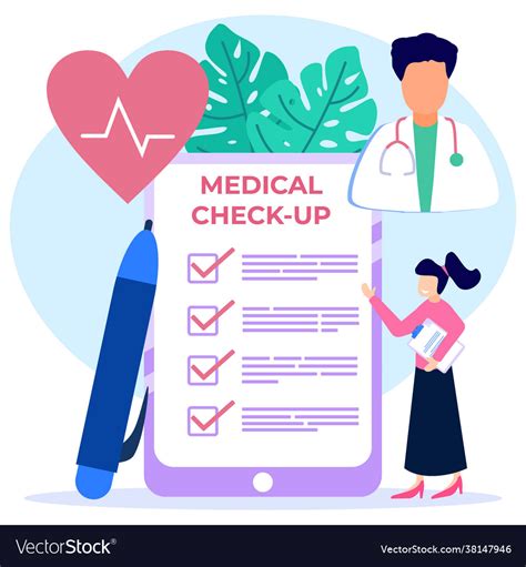 Graphic Cartoon Character Medical Check Up Vector Image