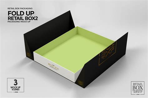 Fold Up Retail Thin Box Packaging Mockup