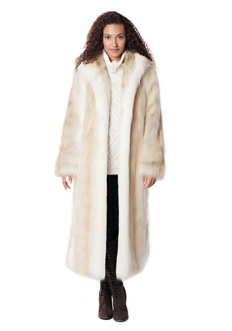 Red Fox Hooded Full Length Faux Fur Coat Fabulous Furs