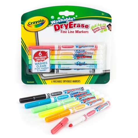 Crayola Fine Line Washable Dry Erase Markers 6 Count