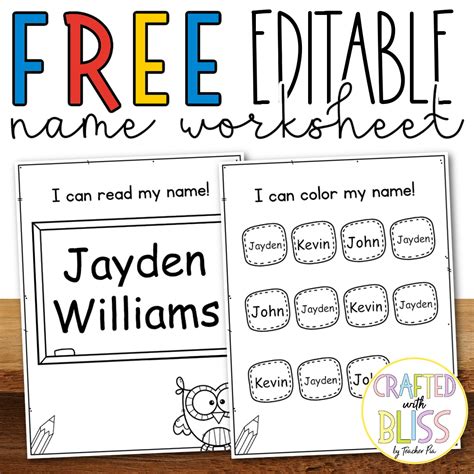 Free Editable Name Practice Worksheet Preschool Sped Kindergarten