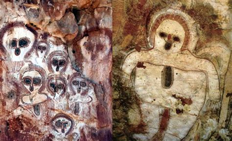 Alien Art Australia 5000 Year Old Wandjina Petroglyph Cave Paintings