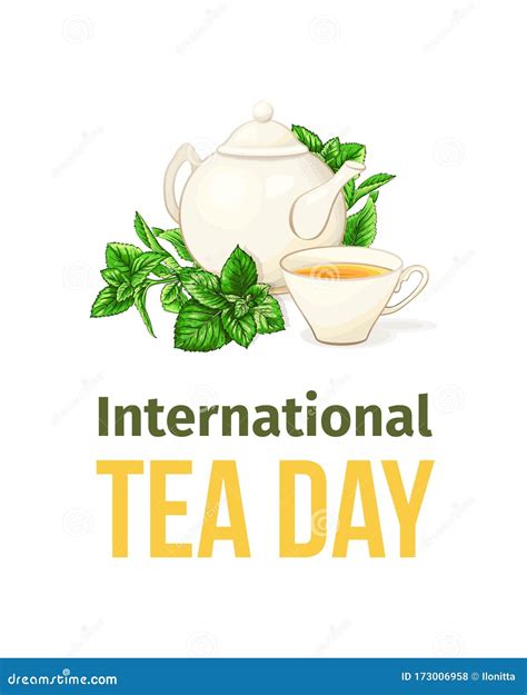 International Tea Day Poster Vector Herbal Tea Banner Vertical