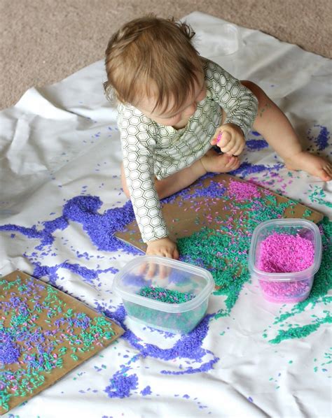 Babytoddler Colored Rice Art Kids Crafts Science Rice Art Kids