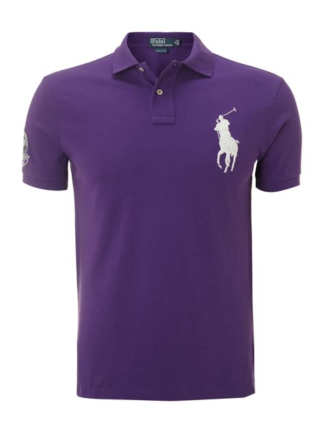 Polo Ralph Lauren Wimbledon Big Pony Mesh Polo Shirt In Purple For Men