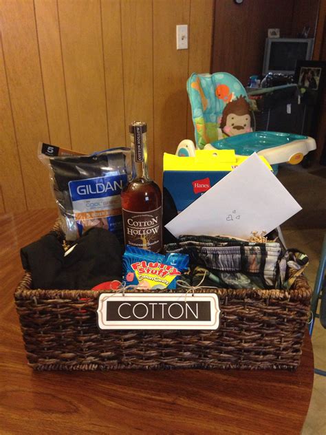 For every letter of the. "Cotton" gift basket I put together for my husband for our ...