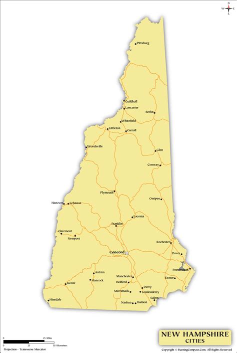 New Hampshire Cities Map Map Of New Hampshire With Cities