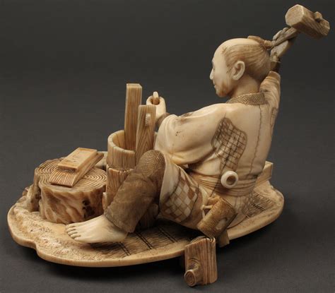 Lot 6 Japanese Carved Ivory Figure Carpenter Case Auctions