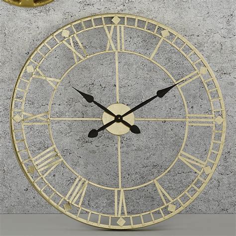 Antique Gold Roman Numeral 80cm Metal Wall Clock Brandalley
