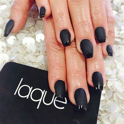 Black Matte With French Tip Gloss Nails By Laqué Nail Bar Laque Nail
