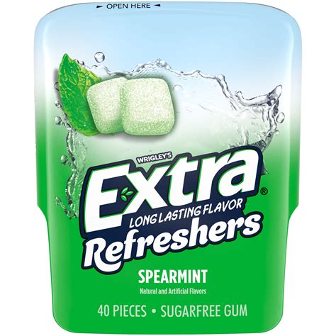 Extra Refreshers Spearmint Sugar Free Chewing Gum 40 Pieces Bottle