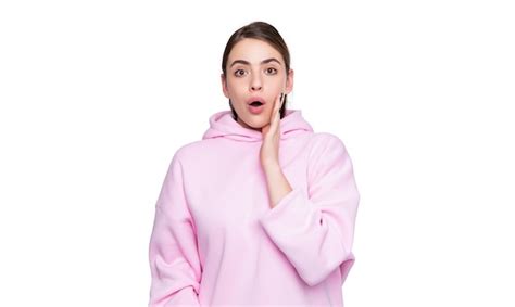 Premium Photo Shouting Young Girl In Pink Hoodie Isolated On White Background