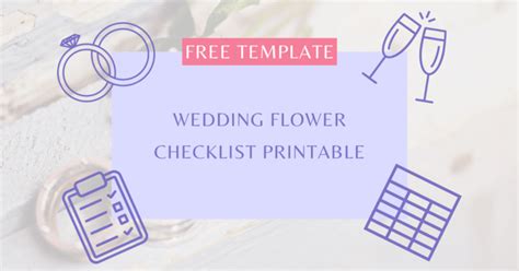 Wedding Flower Checklist Printable Free Template Wedding