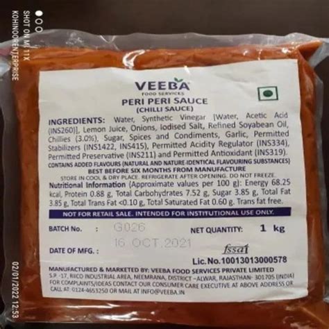 Veeba Peri Peri Sauce 1kg Packaging Type Packet At Rs 214pack In
