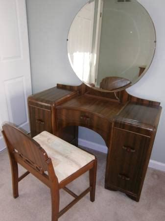 Our bedroom furniture category offers a great selection of vanities & vanity benches and more. Waterfall Vanity with Round Mirror and Chair - for Sale in ...