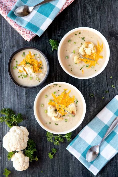 Creamy Roasted Cauliflower Soup Lemon Blossoms
